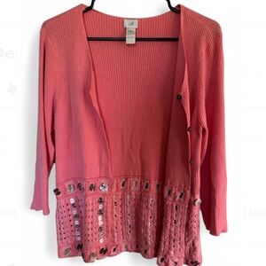 J. Jill Coral Button-Up Women's Cardigan